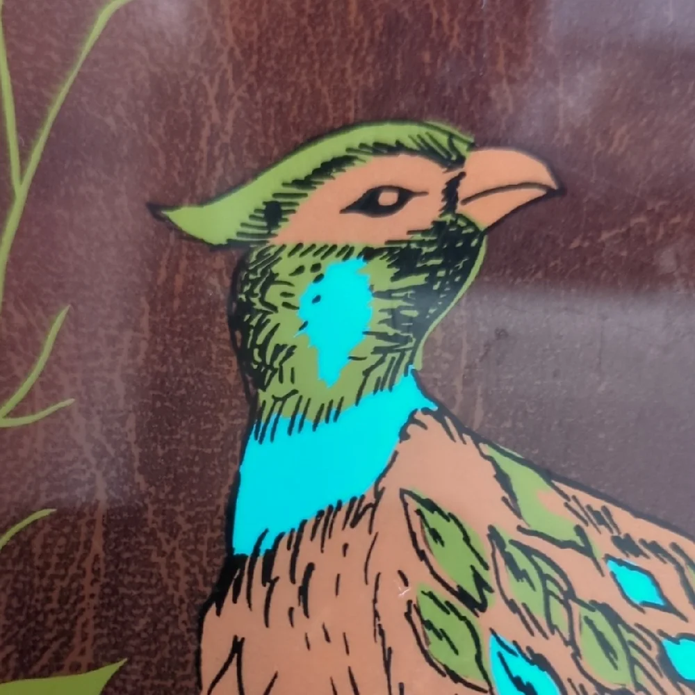 Elegant Brown Tray with Pheasant Bird Design Mid-century Modern MCM Vintage